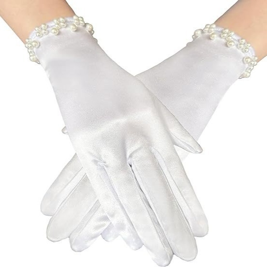 Vjenčane rukavice s bisernim perlama, saten, originalni dizajn
