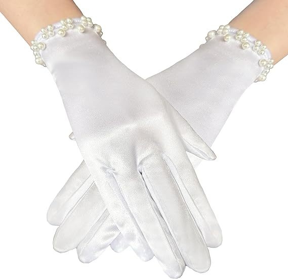 Vjenčane rukavice s bisernim perlama, saten, originalni dizajn