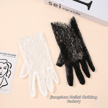 Trumpas nėrinių nuotakos pirštinės su blakstienos krašteliu – dekoratyvinės, visiems metų laikams, kodas G1118