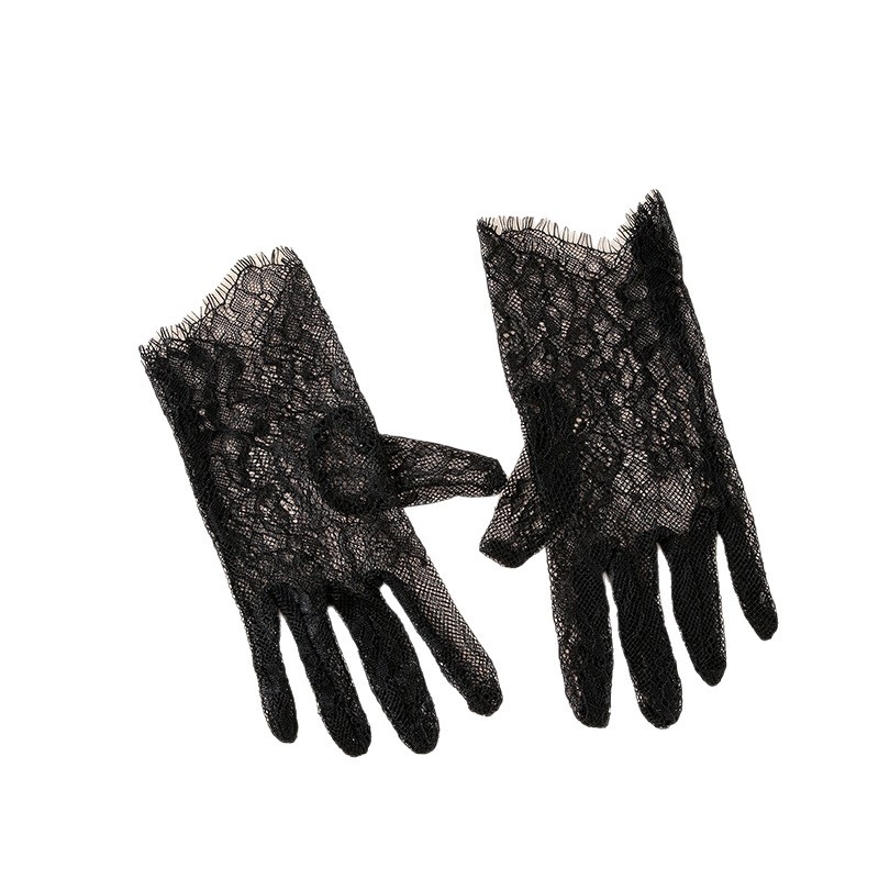 Trumpas nėrinių nuotakos pirštinės su blakstienos krašteliu – dekoratyvinės, visiems metų laikams, kodas G1118