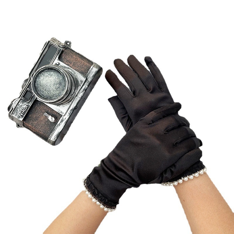 Pirštinių pirštinės - elastinės UV apsaugos pirštinės moterims, Jiangshan Meilai, tinkamos vestuvėms, viešbučių priėmimams ir juvelyrinių parodų lankymui, pritaikomos.