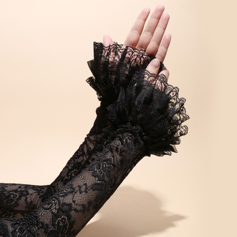 Mergaitei skirta nėrinių pirštinės — saldus stilius, 2025 m. vasara, nėrinių audinys poliesteris, sudėtis 51–60%