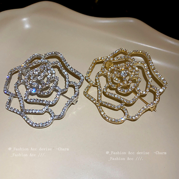 Broșă din aliaj cu diamant — accesoriu feminin de modă, design floral geometric
