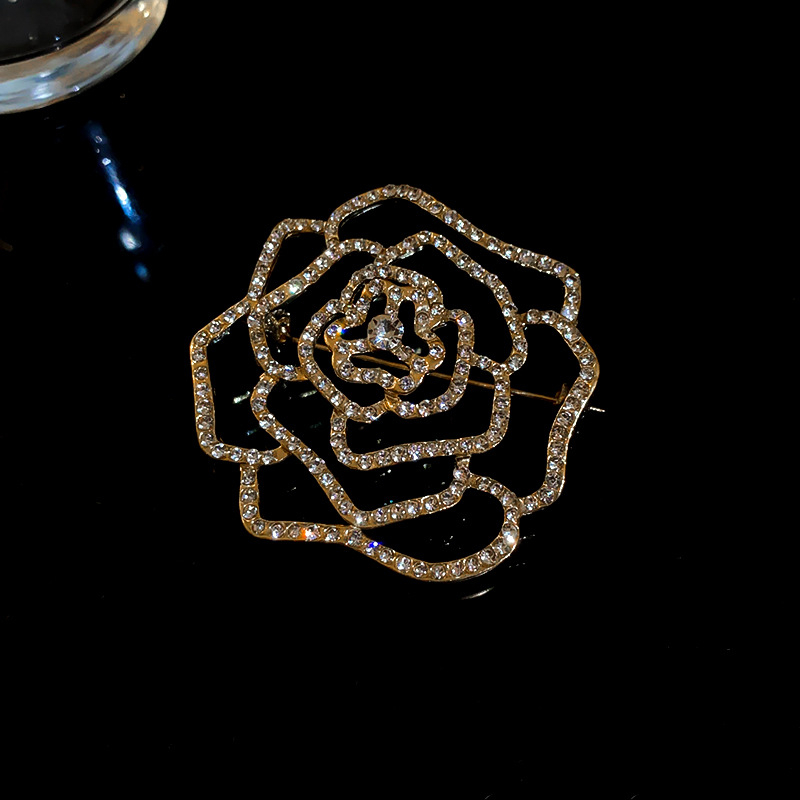 Broșă din aliaj cu diamant — accesoriu feminin de modă, design floral geometric