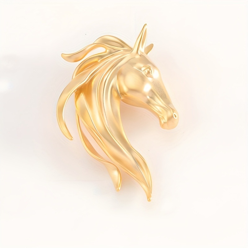 Broșă Le good cu cap de cal - Cupru cu zirconiu, electroplacare, stil lux ușor, accesoriu unisex