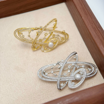 Bakrena broš s elektroplatiranjem, oblik zviježđa, lagani luksuzni stil, unisex, dvostruka namjena