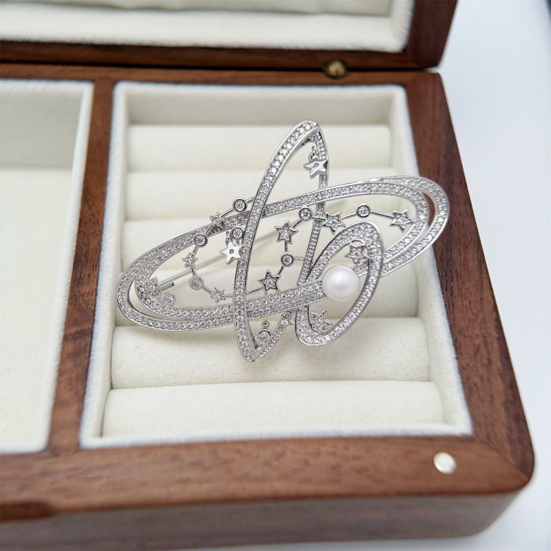 Bakrena broš s elektroplatiranjem, oblik zviježđa, lagani luksuzni stil, unisex, dvostruka namjena