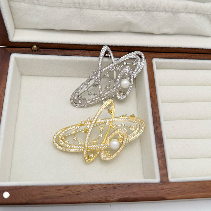 Bakrena broš s elektroplatiranjem, oblik zviježđa, lagani luksuzni stil, unisex, dvostruka namjena