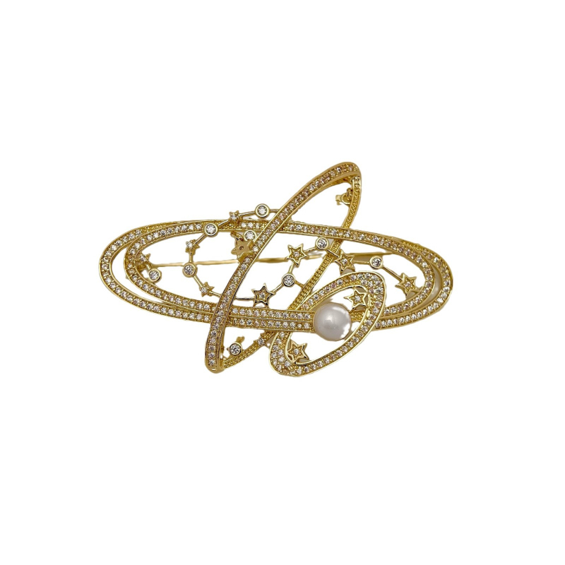 Bakrena broš s elektroplatiranjem, oblik zviježđa, lagani luksuzni stil, unisex, dvostruka namjena