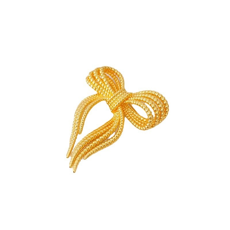 Broșă cu fundă din cupru placat cu aur – accesoriu decorativ pentru femei, colecția de iarnă 2024