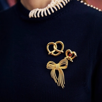 Broš s oblikom mašne, od bakra, unisex niš stil, elektroplatirano, dekorativno