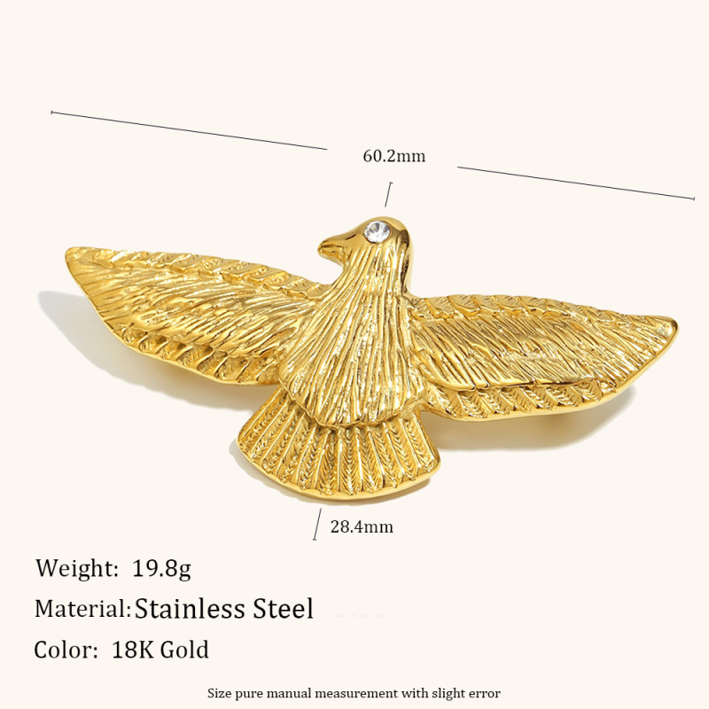 Broš od nehrđajućeg čelika, elektroplatiranje, motiv ptice, DingRan Br15018