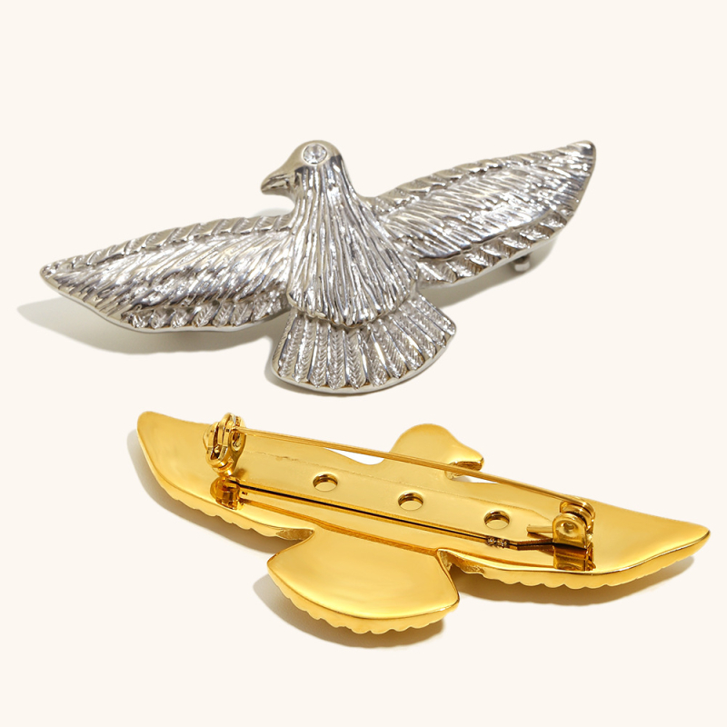 Broš od nehrđajućeg čelika, elektroplatiranje, motiv ptice, DingRan Br15018