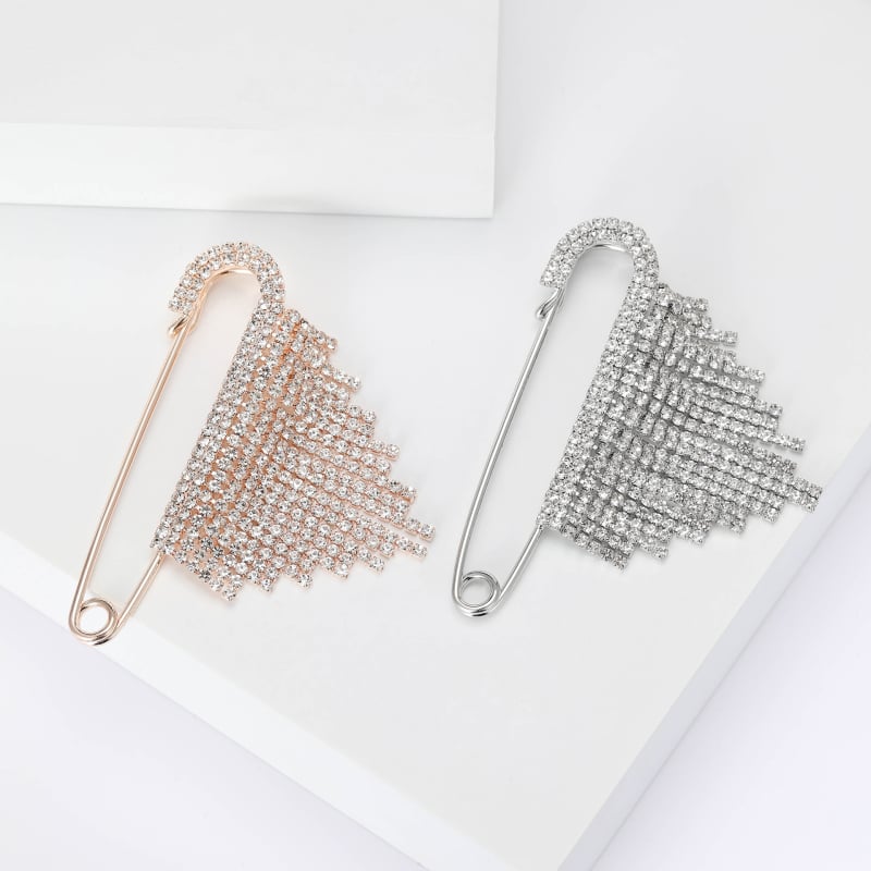 Broš – geometrijskog dizajna, dijamantno ugradnja, serija resica, legura