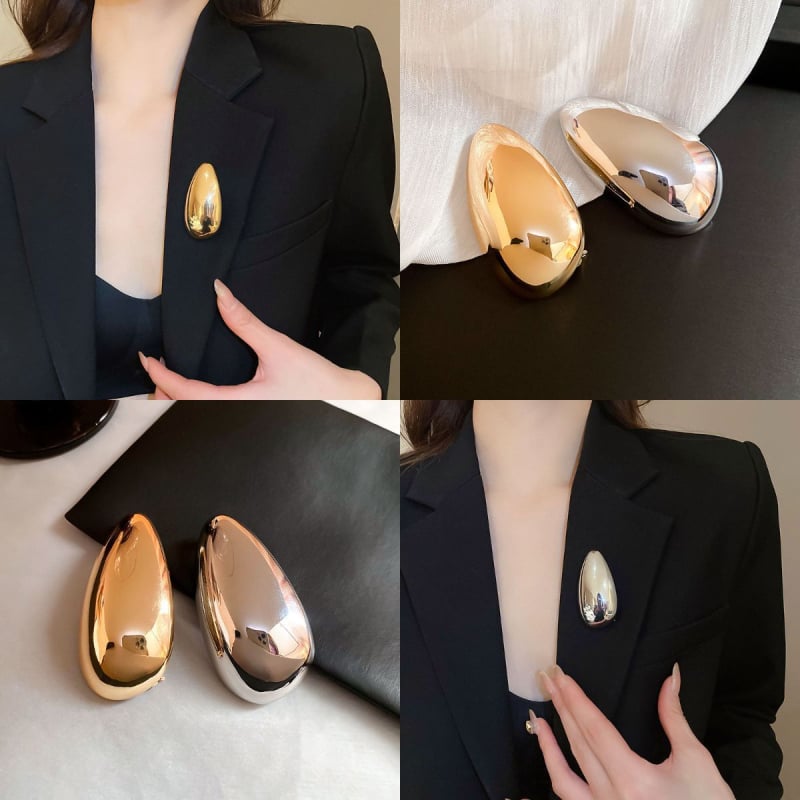 Broš iz legure, kapkovitog oblika — elegantan, svestran dodatak s elektroplatiranom završnom obradom