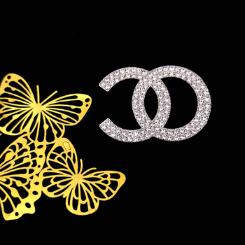 Broșă cu motif de literă, încrustată cu diamante, design geometric în formă de U, aliaj de zinc, unisex, stil lux