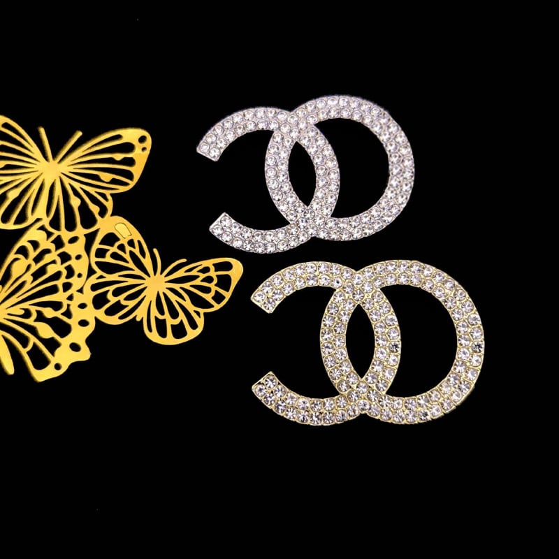 Broșă cu motif de literă, încrustată cu diamante, design geometric în formă de U, aliaj de zinc, unisex, stil lux