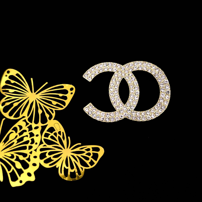 Broșă cu motif de literă, încrustată cu diamante, design geometric în formă de U, aliaj de zinc, unisex, stil lux