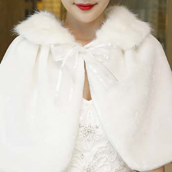 Νυφικό φουλάρι από τεχνητή γούνα με μακρύ γιακά, cape στιλ, ζεστό για τον χειμώνα και το φθινόπωρο, κατάλληλο για νυφικά φορέματα και βραδινά φορέματα