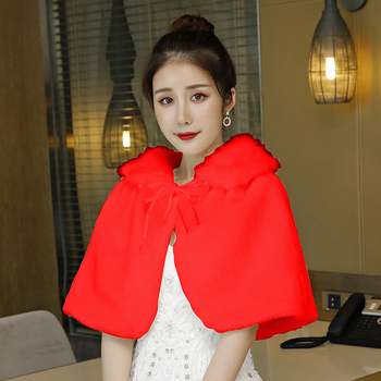 Νυφικό φουλάρι από τεχνητή γούνα με μακρύ γιακά, cape στιλ, ζεστό για τον χειμώνα και το φθινόπωρο, κατάλληλο για νυφικά φορέματα και βραδινά φορέματα