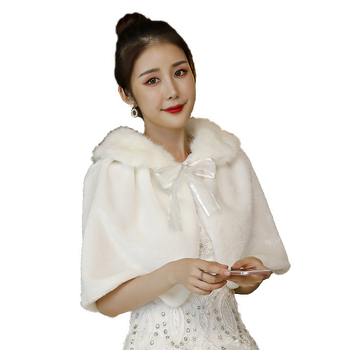 Νυφικό φουλάρι από τεχνητή γούνα με μακρύ γιακά, cape στιλ, ζεστό για τον χειμώνα και το φθινόπωρο, κατάλληλο για νυφικά φορέματα και βραδινά φορέματα