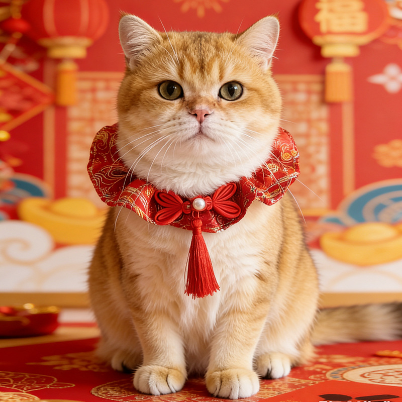 Șal pentru animale de companie, stil chinezesc, broderie, model floral, țesătură simplă