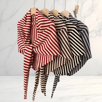 Триъгълен плетен шал с райета, проста тъкан, запазва топлината