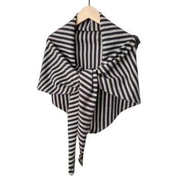 Триъгълен плетен шал с райета, проста тъкан, запазва топлината