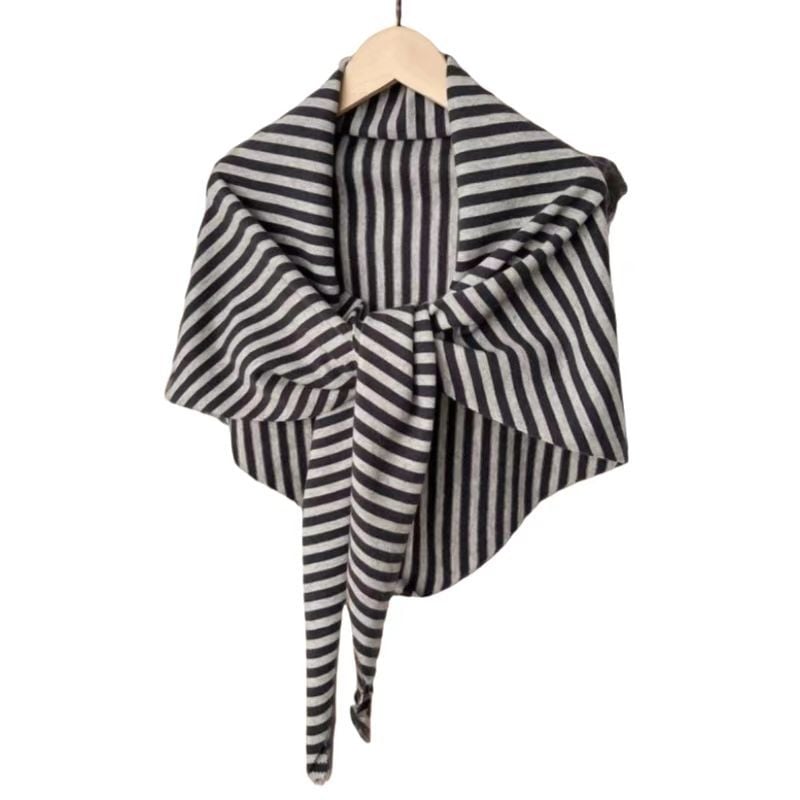 Триъгълен плетен шал с райета, проста тъкан, запазва топлината