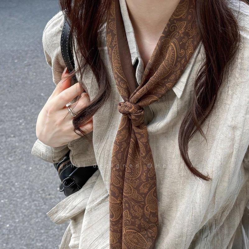 Dodatak za šal – poliester šal za vrat s dizajnom vintage vrpce ovratnika, cijele sezone, izlazak ljeta 2025, SKU 00