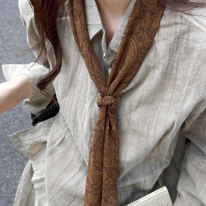 Dodatak za šal – poliester šal za vrat s dizajnom vintage vrpce ovratnika, cijele sezone, izlazak ljeta 2025, SKU 00