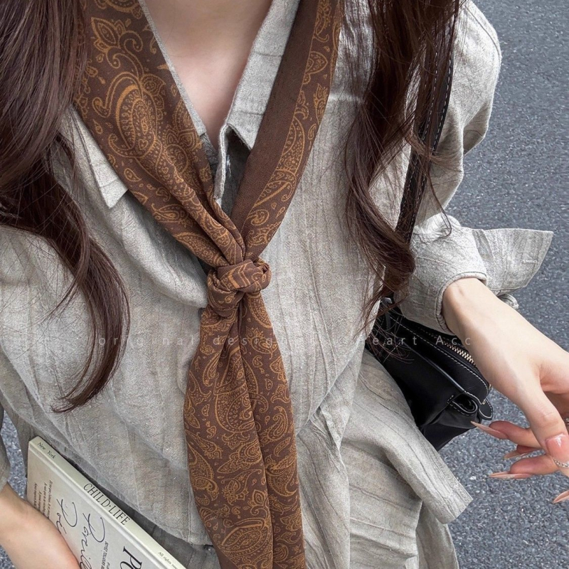 Dodatak za šal – poliester šal za vrat s dizajnom vintage vrpce ovratnika, cijele sezone, izlazak ljeta 2025, SKU 00