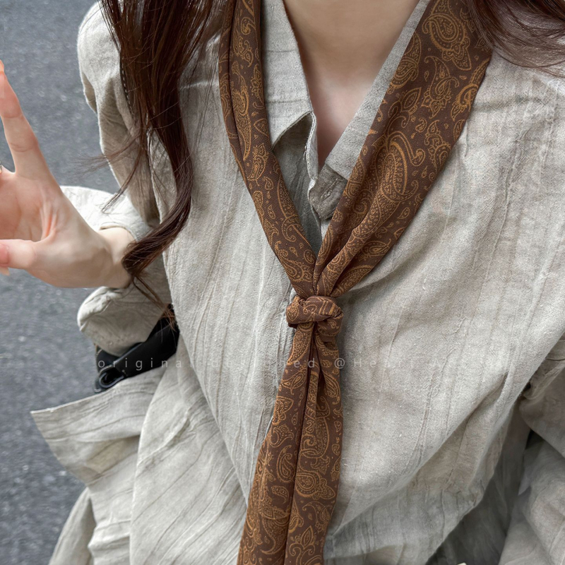 Dodatak za šal – poliester šal za vrat s dizajnom vintage vrpce ovratnika, cijele sezone, izlazak ljeta 2025, SKU 00