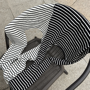 Csíkos kötött sál – gyapjú, japán-koreai stílus, warp kötés, meleg tavaszra és őszre, testreszabás elérhető