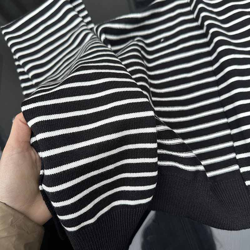 Csíkos kötött sál – gyapjú, japán-koreai stílus, warp kötés, meleg tavaszra és őszre, testreszabás elérhető