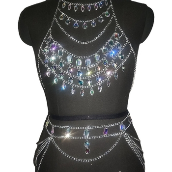 Akrila krūšu ķēžu komplekts, ģeometrisks atvērts dizains, sievietes ķermeņa juvelierizstrādājumi, pielāgojams