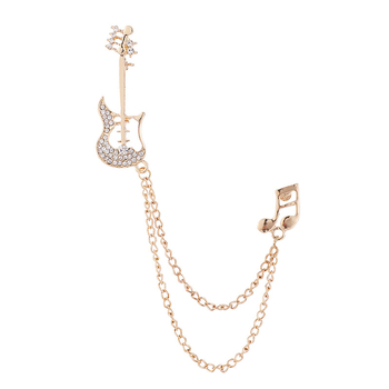 Broșă în stil coreean, retro, în formă de vioară, cu pietre artificiale, din aliaj, placare electroplatină, accesoriu decorativ pentru șal