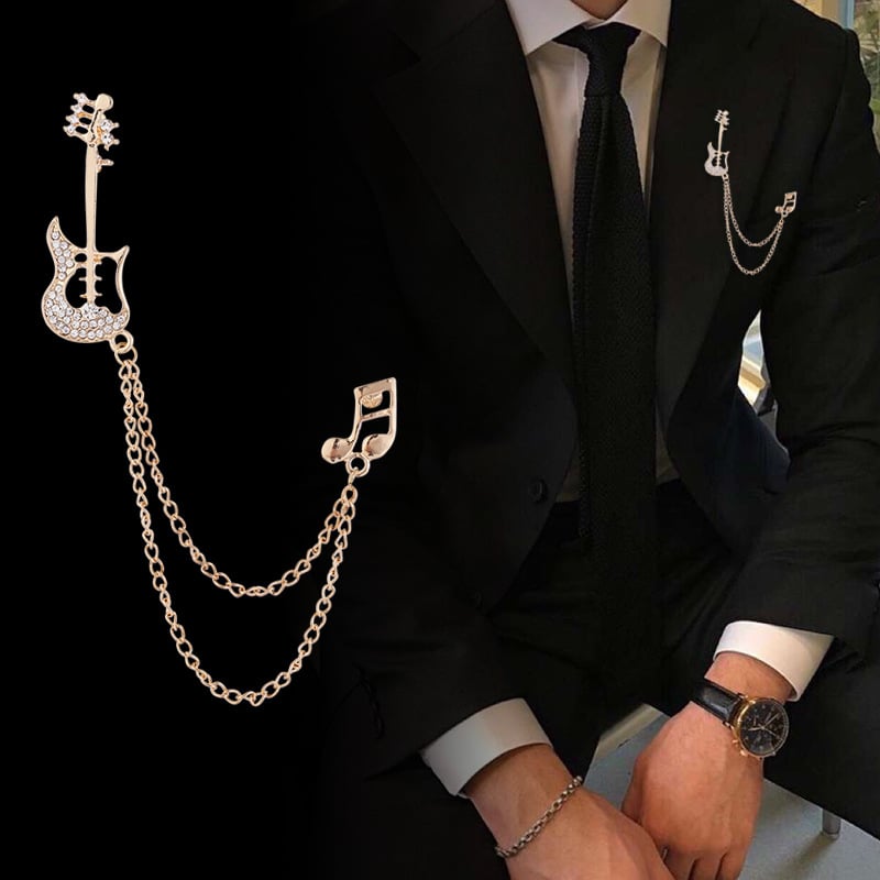 Broșă în stil coreean, retro, în formă de vioară, cu pietre artificiale, din aliaj, placare electroplatină, accesoriu decorativ pentru șal