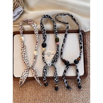 Colier-sal din material cu imprimeu leopard, lanț reglabil pentru pulover – accesorii pentru eșarfe, iarnă 2025