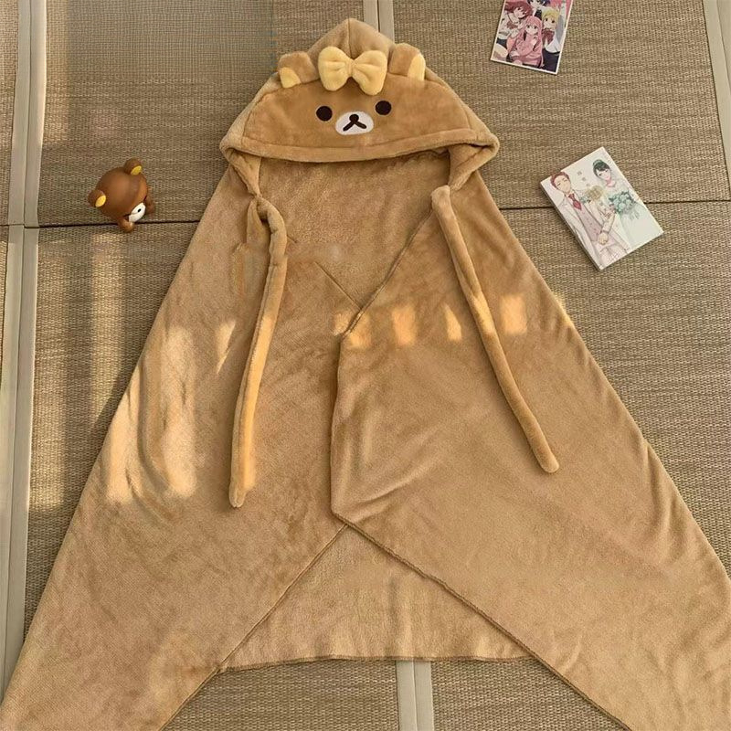 Šal s kapuljačom za ured - crtani dizajn, poliester, proljeće 2025