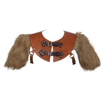 Srednjovjekovna leđa oklop za cosplay s kožom i umjetnom vunom, stil šal, za odrasle, izdano ljeto 2024.
