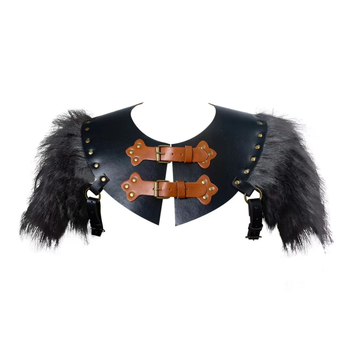 Srednjovjekovna leđa oklop za cosplay s kožom i umjetnom vunom, stil šal, za odrasle, izdano ljeto 2024.