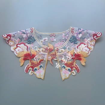 Šaliko aksesuarai: netikras kaklo, įkvėptos Hanfu, siuvinėta debesų pečių viršūnė (polistiero siūlai; vasara; 2025 vasara; be pritaikymo; sandėlyje)