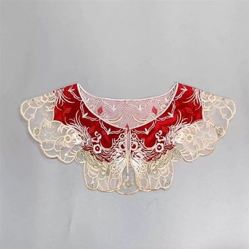 Šaliko aksesuarai: netikras kaklo, įkvėptos Hanfu, siuvinėta debesų pečių viršūnė (polistiero siūlai; vasara; 2025 vasara; be pritaikymo; sandėlyje)