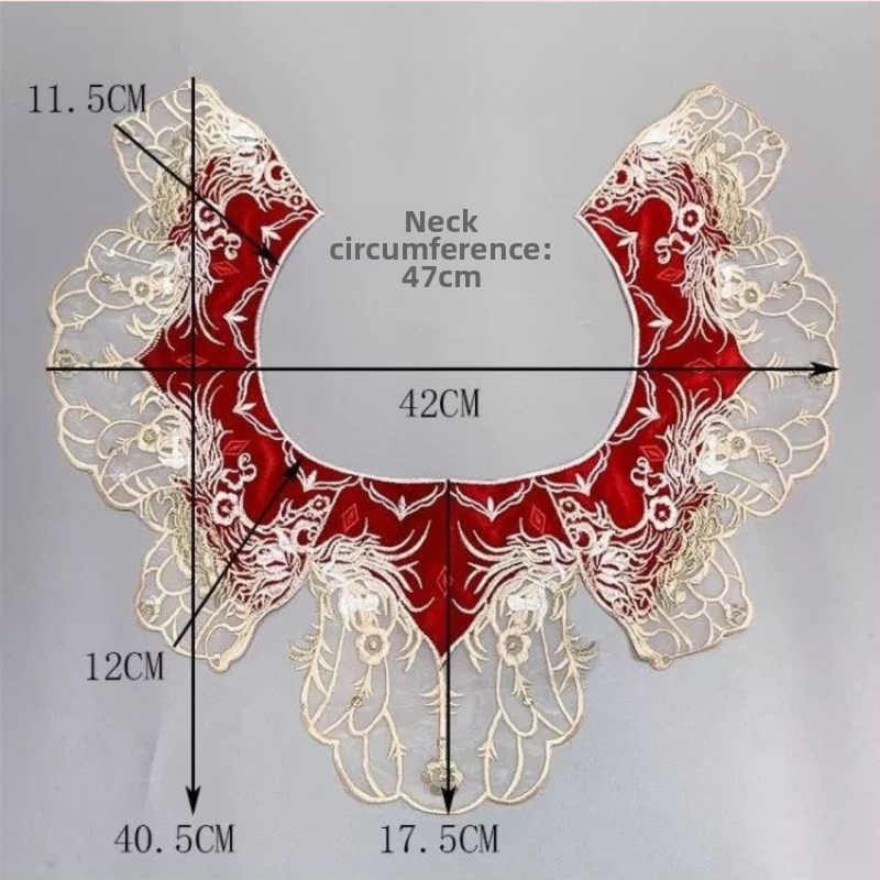Šaliko aksesuarai: netikras kaklo, įkvėptos Hanfu, siuvinėta debesų pečių viršūnė (polistiero siūlai; vasara; 2025 vasara; be pritaikymo; sandėlyje)