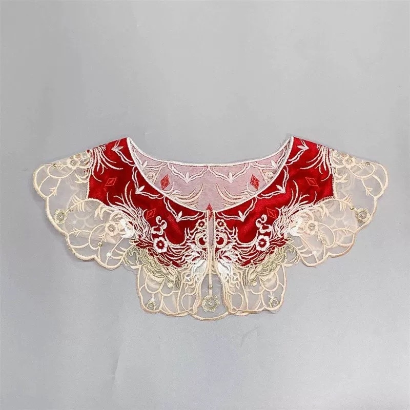 Šaliko aksesuarai: netikras kaklo, įkvėptos Hanfu, siuvinėta debesų pečių viršūnė (polistiero siūlai; vasara; 2025 vasara; be pritaikymo; sandėlyje)