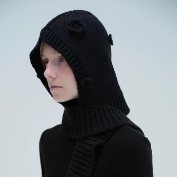 Nertinė kepurė su gėlių motyvais, rankų darbo, universalus (Žiema, Pavasaris ir Ruduo; Žiemos leidimas 2025)