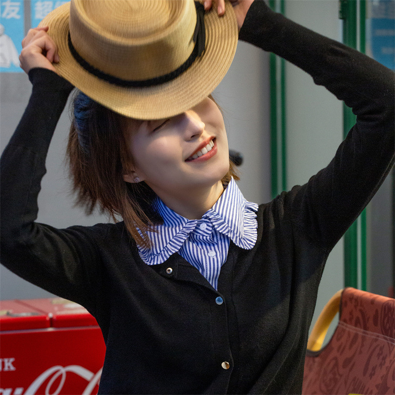 Unisex dirbtinė apykaklė, medvilnė, paprastas stilius, su kaspinu, specialus mašininis apdorojimas