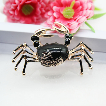 Ötvözetből készült rák alakú kitűző olajcsepp-emalakkal, női divat, többfunkciós tű kövekkel