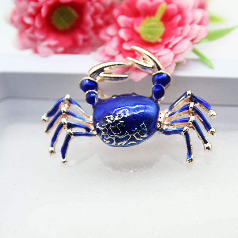 Ötvözetből készült rák alakú kitűző olajcsepp-emalakkal, női divat, többfunkciós tű kövekkel